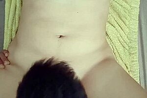 Teen enjoys bath before relaxing with friend