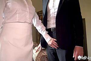 Horny hotelier enjoys quickie with tattooed mature milf