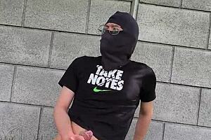 I Jerk Huge Cock to Orgasm Outdoors