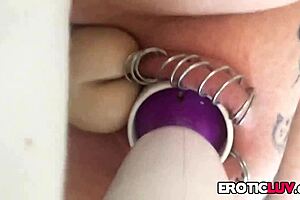 Horny Babe Toys Her Pierced Pussy