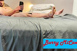 intense masturbation with moaning using stroking vibrating sucking toy while having balls vibrated