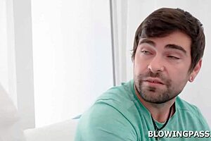 Busty Milf Doctor Giving Patient Blowjob, Gagging On Cock