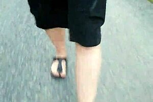 morning walk with nylon feet in birkenstocks