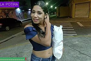 Latina pornstar fucks young guy outdoors, cuckold films.