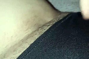 black panties smelling of pussy from pregnant woman flashing