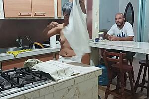 Catch My Friend In The Kitchen Dancing Very Sexy Semi Naked - Video In Spanish She Is A Very Sexy Friend