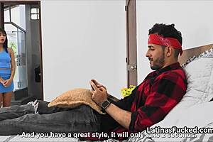 Latina starts date night sucking and riding roomies hard big cock in dorm reality.