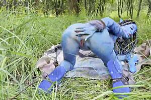 monika fox in avatar cosplay gets prolapse from huge dildo anal and pussy fuck in nature