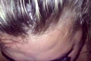 Blonde BBW delivers sloppy blowjob to big black cock