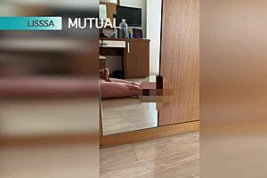 blonde babe lisssa wanks cock to mutual cumshot.