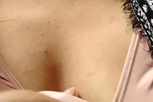 Latina Touches Herself with Small Tits in Grandmother's Living Room During Massage