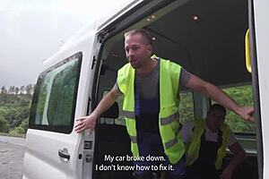 car trouble with rebel rhyder in extreme rough sex, deepthroat, gagging, choking, anal creampie