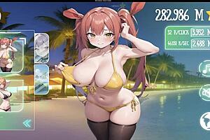 bouncy tits in hentai game with anal sex and big natural tits