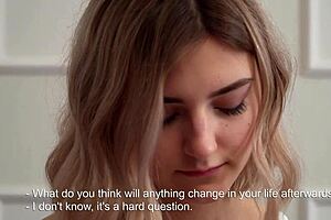 Oh, this is the story of Tieny Mieny, the hottest teen 18+ losing her virginity in wild anal defloration with big tits bouncing.