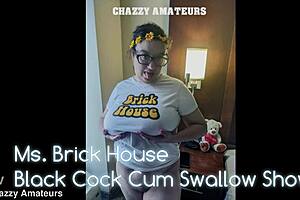 Ms brick house shows off black cock cum swallow