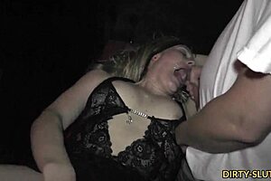 At this party, slutwife nicole is eating cum from a bunch of guys