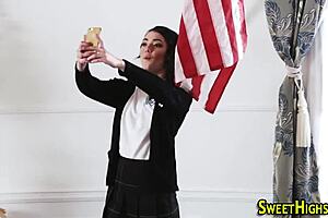 Teen Office Worker With Jizzy Mouth In Uniform