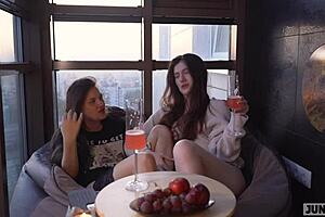 Two Girlfriends Fuck Food Delivery Guy