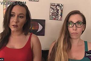 sinn sage and samantha grace tease in lingerie before ripping clothes and squeezing tits