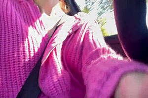 italian milf artemisia love flashes her juicy big tits while driving