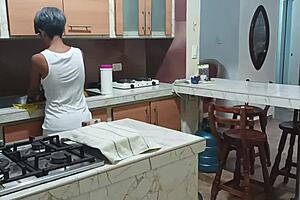 Catch My Friend In The Kitchen Dancing Very Sexy Semi Naked - Video In Spanish She Is A Very Sexy Friend