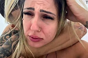 You put it in my ass without condom? she moans during deepthroat and anal