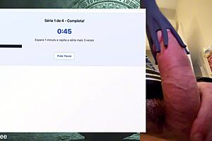 Wow, this muscular guy's 19 cm cock lasts hours during workout handjob session