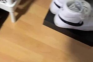 She wakes up early, slipping off her smelly socks to reveal bare feet for fetish fans.