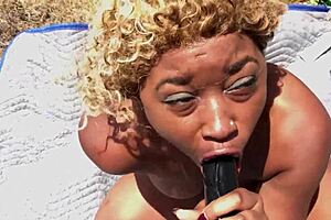 Porsha Carrera dicks down Nina Rivera with strapon outside