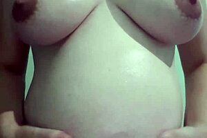 Pregnant blonde wife gets cream and massage in lingerie 😘