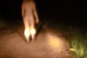 Blonde wife flashes and rides outdoors.