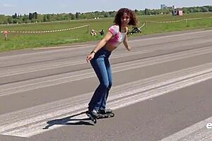 juli from berlin sensually masturbates with hands and glass dildo