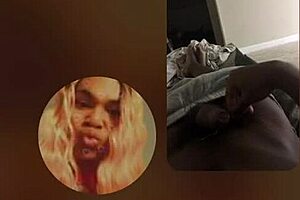 ebony amateur squirts while masturbating with random female