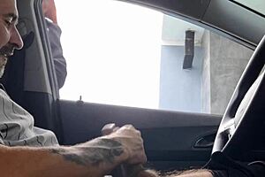 redhead risks public masturbation on the street