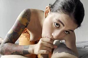 emotional blowjob from coworker leading to cum in mouth