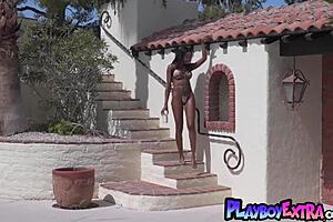Ebony Teen Amber Rose Rips Off Tiny Bikini Outdoors