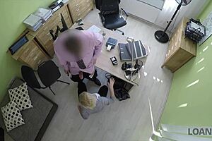 Marvelous teen undresses for cash in office