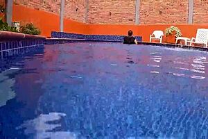 Big Ass Woman Surprised Masturbating in Pool During Quickie