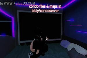 Roblox condo room turns into fucking frenzy with creampie and deepthroat, pussy getting pounded in virtual porn.