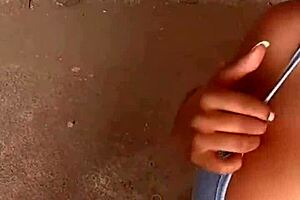 Real couple enjoys passionate fucking in the mountain outdoors.