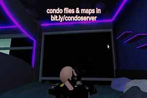 Roblox condo room turns into fucking frenzy with creampie and deepthroat, pussy getting pounded in virtual porn.
