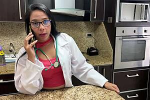 beautiful stepmother doctor gave wrong pill now helps with erection by milking
