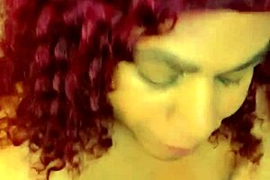 Trans slut in crossdressing worships daddy's cock obediently