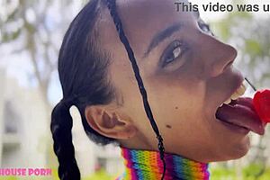 petite latina enjoys sucking and ahegao in homemade cosplay