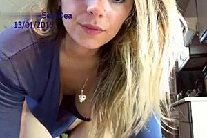 Blonde teen 18+ rides a dildo