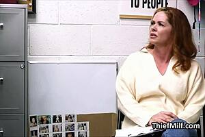 The busty Aussie cougar got caught stealing lingerie at the office. She rode the police officer's big cock hard to avoid trouble.