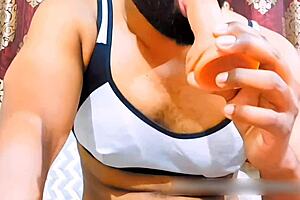 Oh, she's so horny for cock, bent over and playing with her ass!