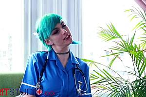 Blue Haired Nurse Sucks Your Cock In Hospital Appointment With Big Ass