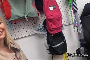 Fit big tit blonde milf caught undressing in office 😏