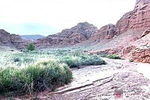 She showed her face with glasses deep blowjob in a beautiful canyon free